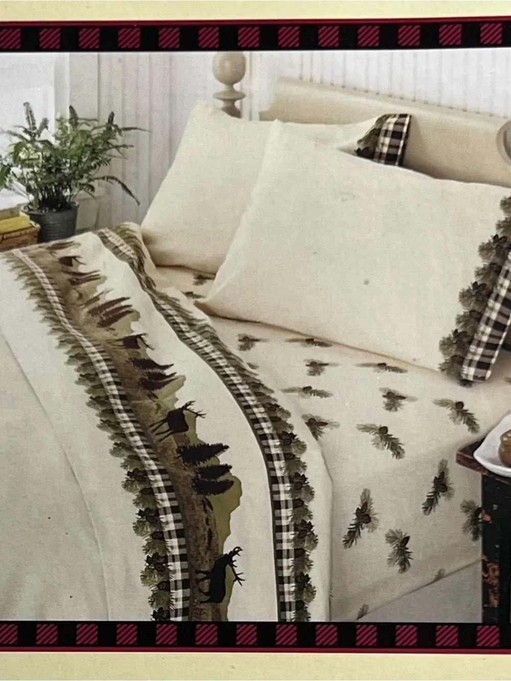 Woolrich Full Flannel Sheet Set Moose Cabincore Rustic Lodge Premium Cotton New